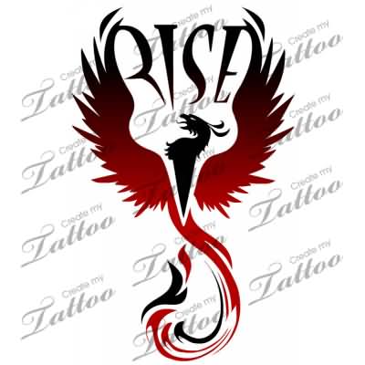 Red And Black Rising Phoenix From The Ashes Tattoo Design