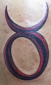 Red And Black Taurus Zodiac Sign Tattoo Design