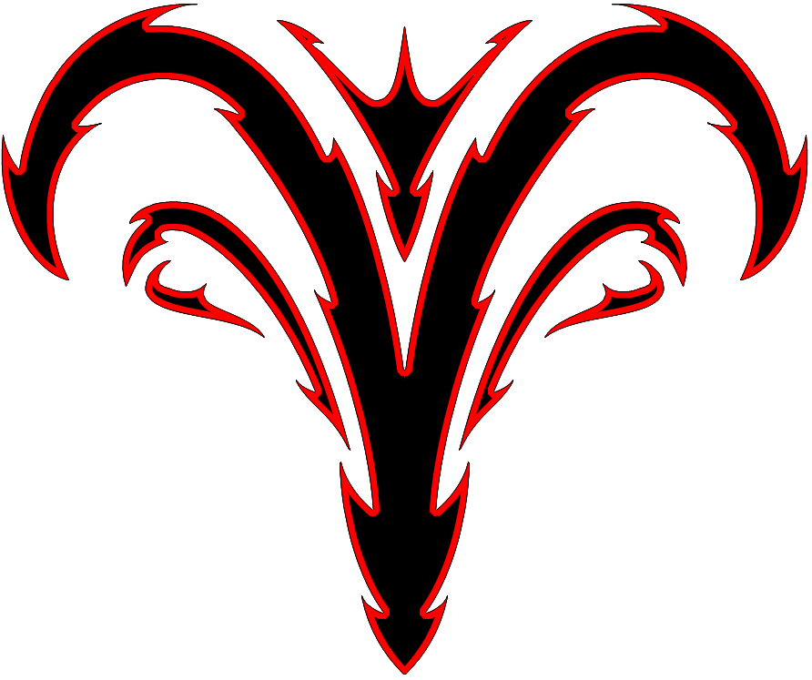 Red And Black Tribal Aries Zodiac Sign Tattoo Design