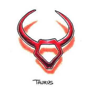 Red Ink 3D Taurus Zodiac Sign Tattoo Design