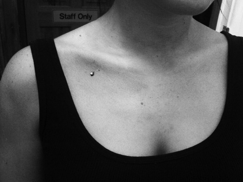 Right Collarbone Clavicle Piercing With Dermal