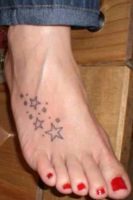 Right Foot Outline Star Tattoos