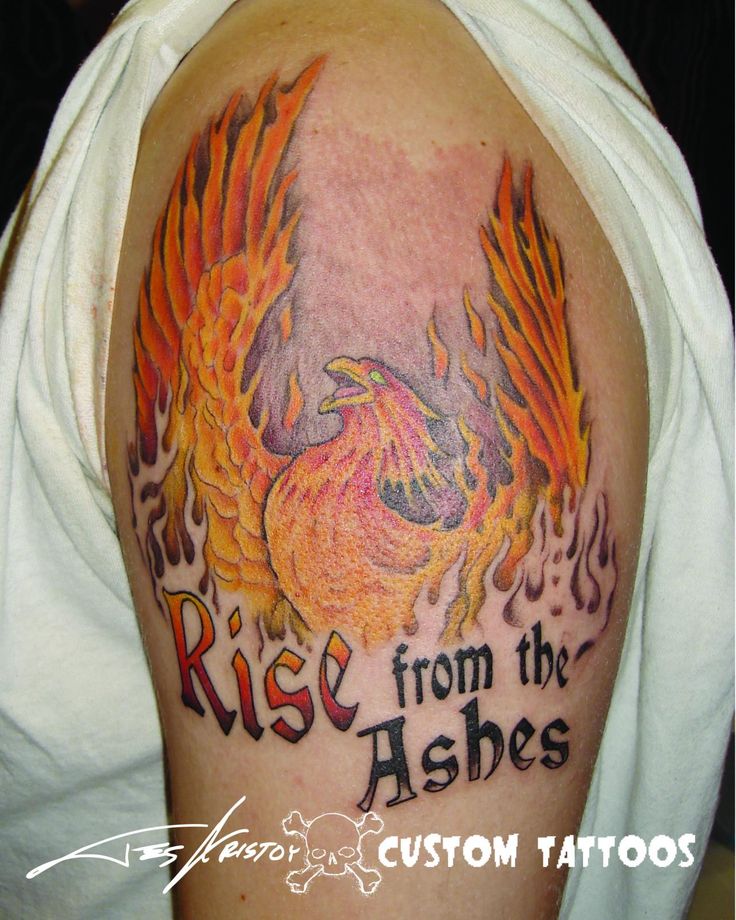 Rising From The Ashes - Rising Phoenix From The Ashes Tattoo On Shoulder