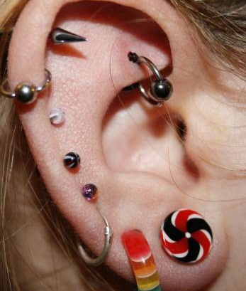 Rook Piercings On Girl Right Ear