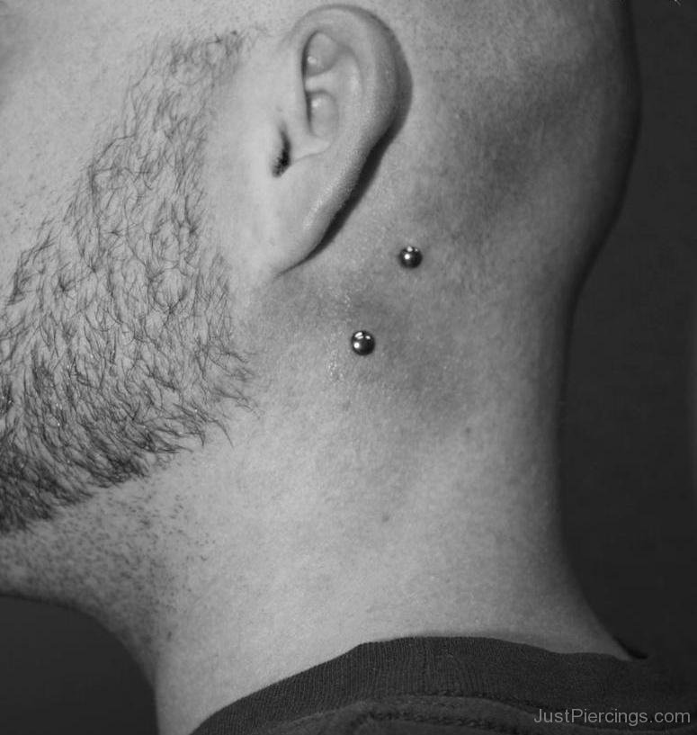 Side Neck Piercing With Barbell For Men