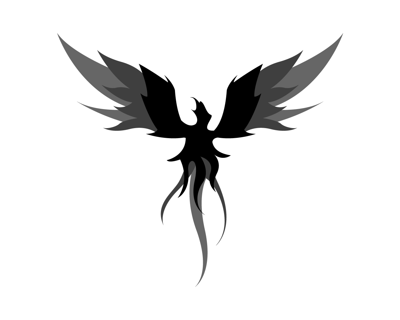 Silhouette Flying Phoenix Tattoo Design