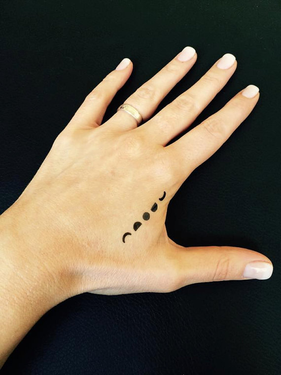 Silhouette Phases Of The Moon Tattoo On Left Hand By Misssfaith