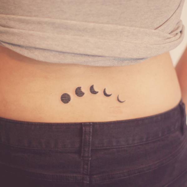 Silhouette Phases Of The Moon Tattoo On Lower Back By Seoeon