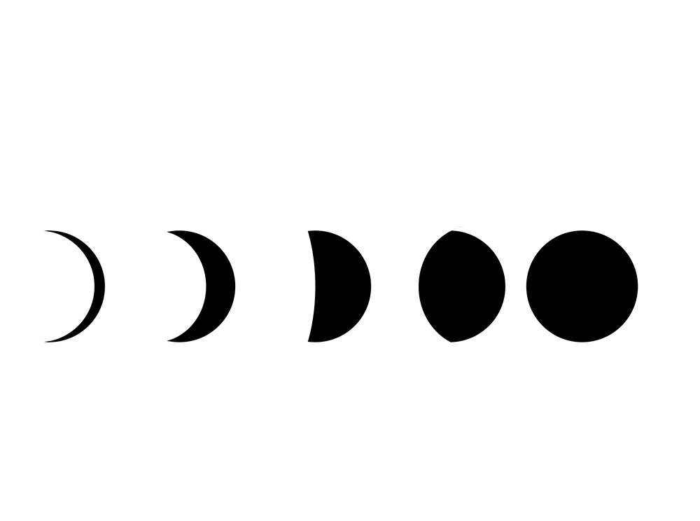 Silhouette Phases Of The Moon Tattoo Stencil