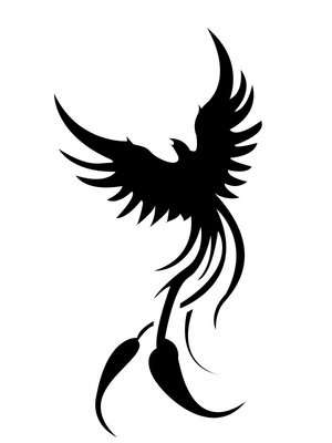 Silhouette Phoenix Tattoo Stencil