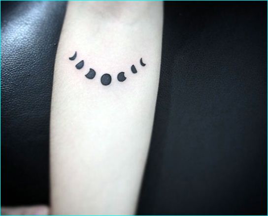 Silhouette Small Phases Of The Moon Tattoo On Right Forearm