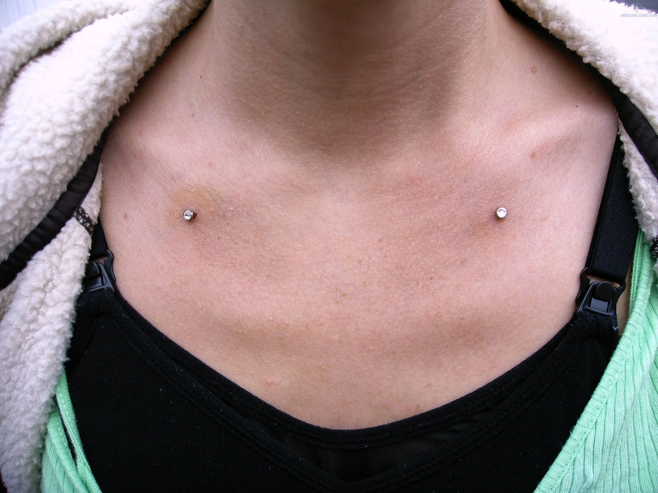 Silver Anchors Clavicle Piercing.