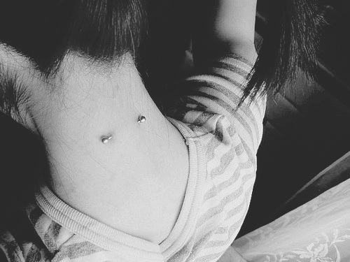 Silver Barbell Back Neck Piercing Picture