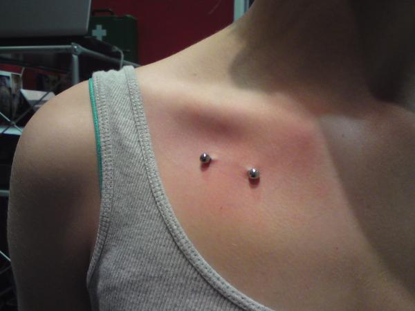 Silver Barbell Clavicle Piercing Ideas