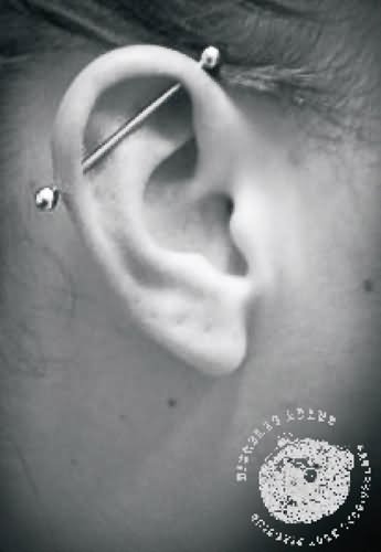 Silver Barbell Industrial Piercing For Young Girls