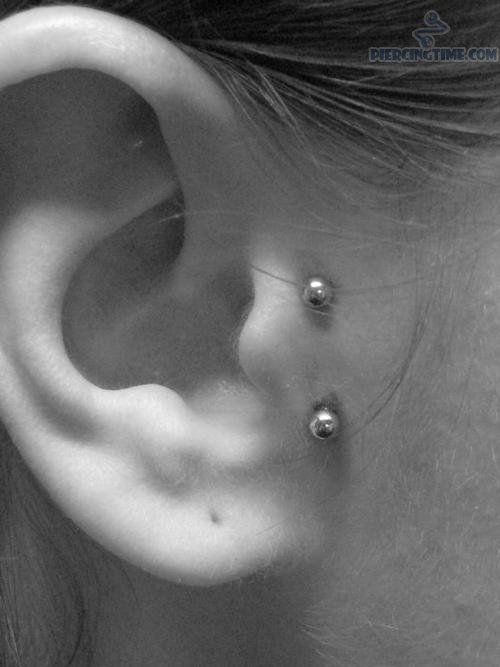 Silver Barbell Tragus Piercing Picture For Girls
