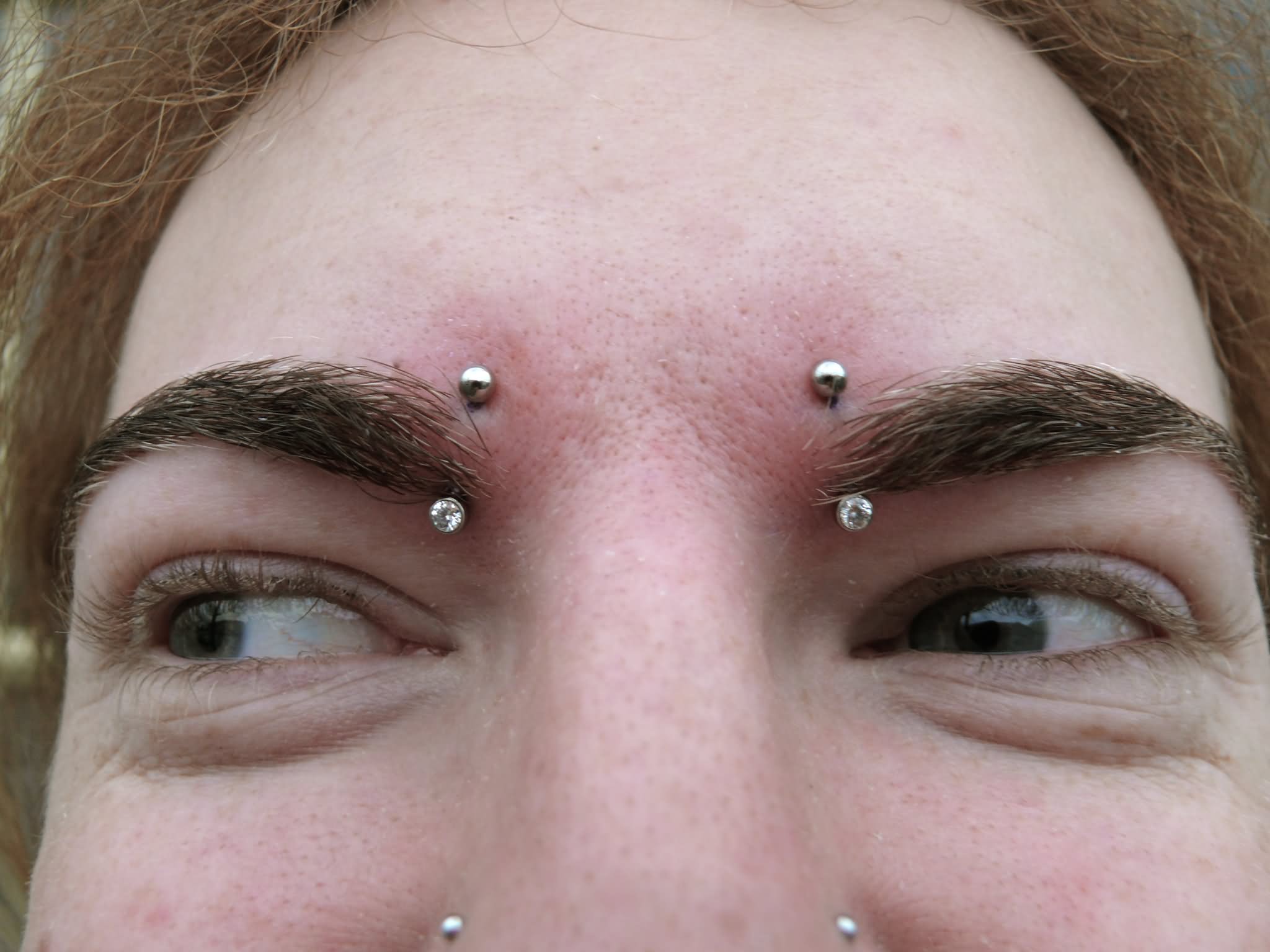 Silver Barbells Eyebrow Piercing