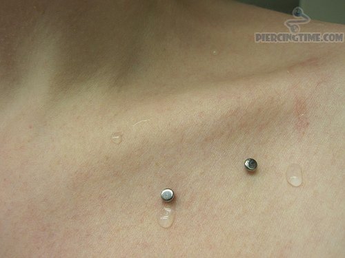 Silver Dermals Clavicle Piercing For Young Girls