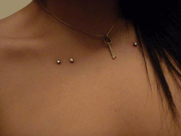 Silver Dermals Surface Clavicle Piercing