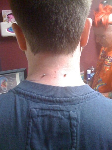 Silver Studs Back Neck Piercing Picture