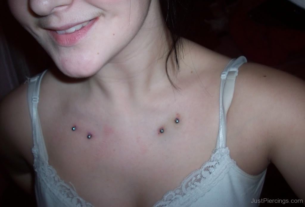 Silver Surface Barbell Clavicle Piercing Image For Girls