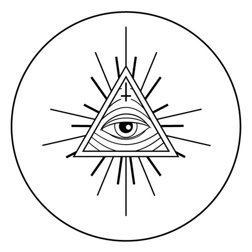 Simple Black Outline Triangle Eye Tattoo Stencil