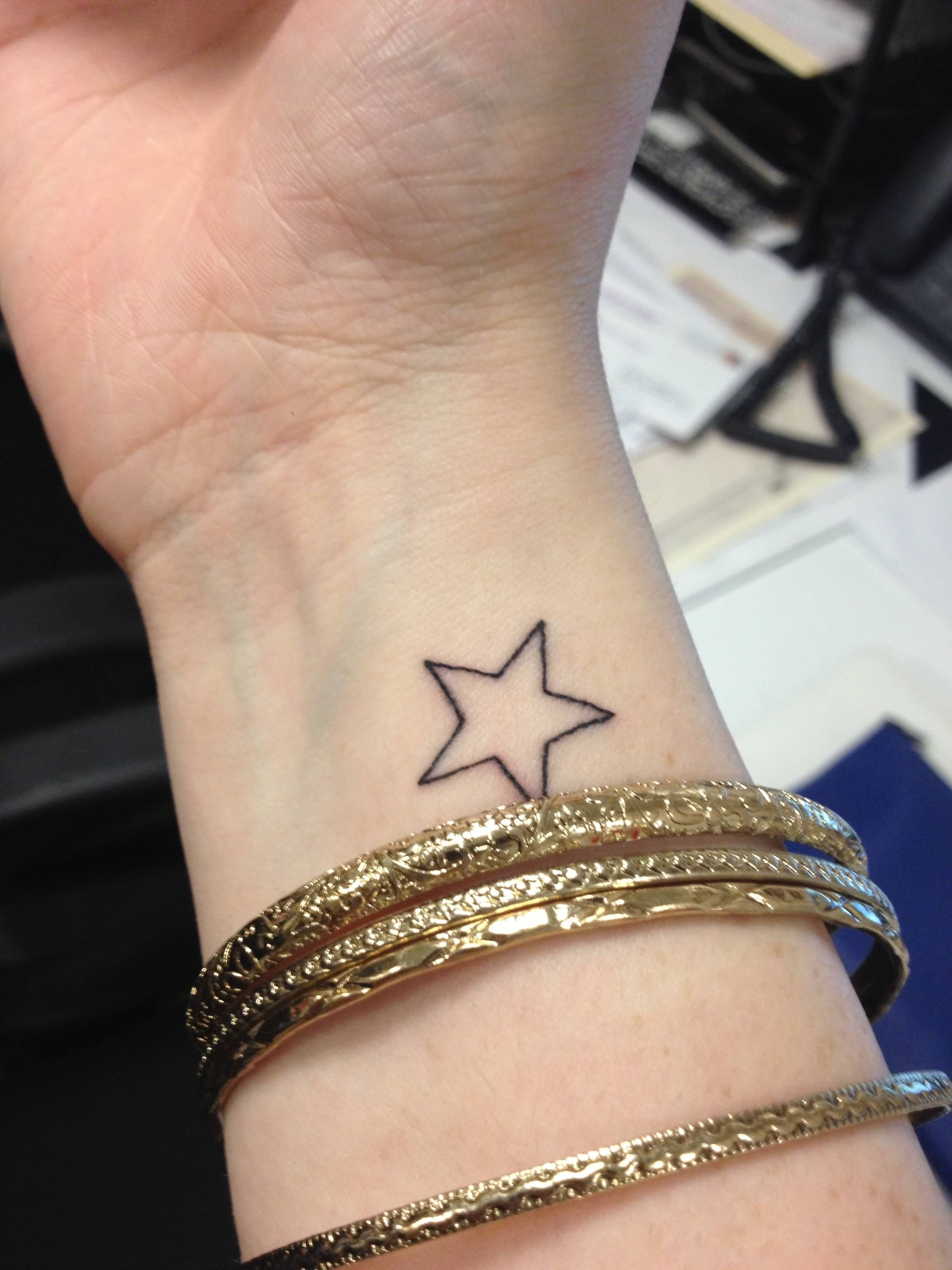 Simple Outline Star Tattoo For Girls