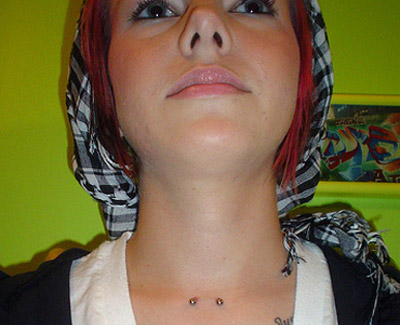 Small Barbell Front Neck Piercing