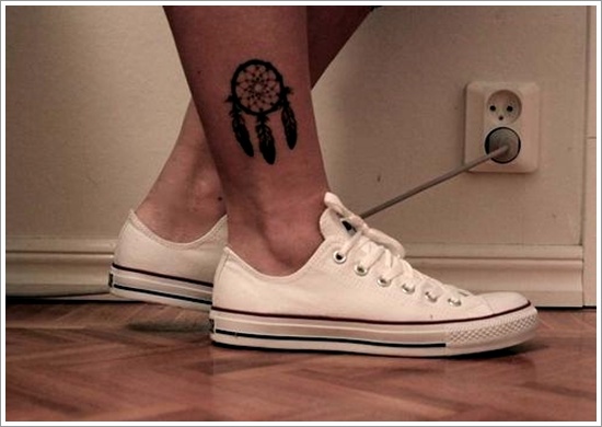 Small Dreamcatcher Ankle Tattoo