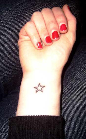 Small Outline Star Tattoo For Wrist