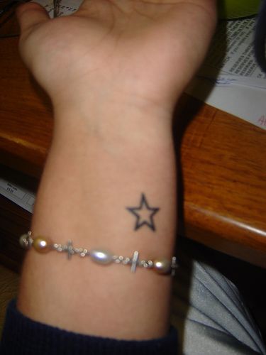 Small Outline Star Tattoo On Wrist