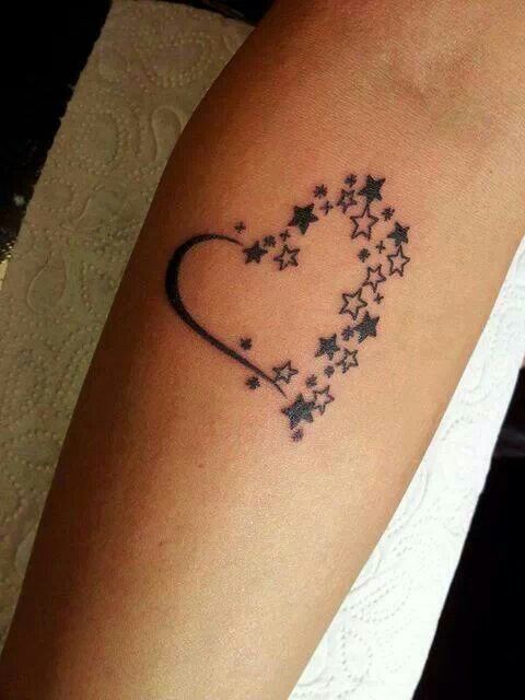 Stars And Heart Tattoo On Wrist