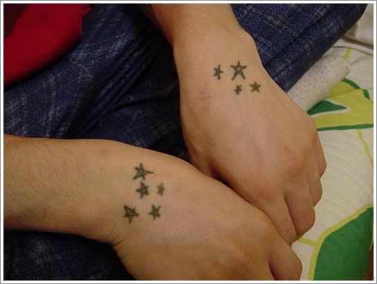 Tiny Outline Wrist Star Tattoos