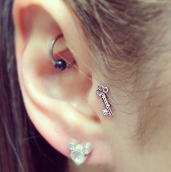 Tragus Piercing With Key Stud For Girls