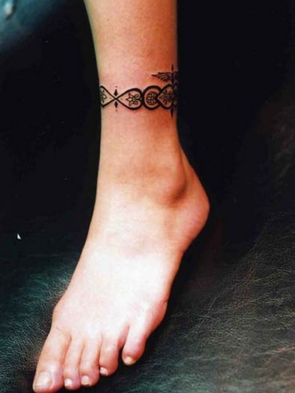 Tribal Ankle Band Tattoo For Young Girls