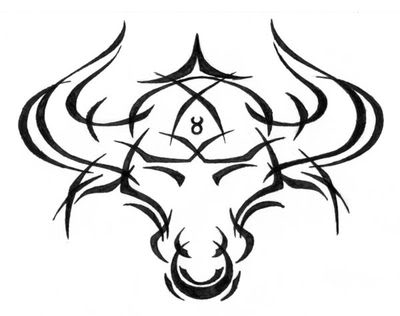 Tribal Taurus Zodiac Sign Tattoo Stencil