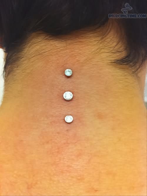 Triple Back Neck Piercing For Young Girls
