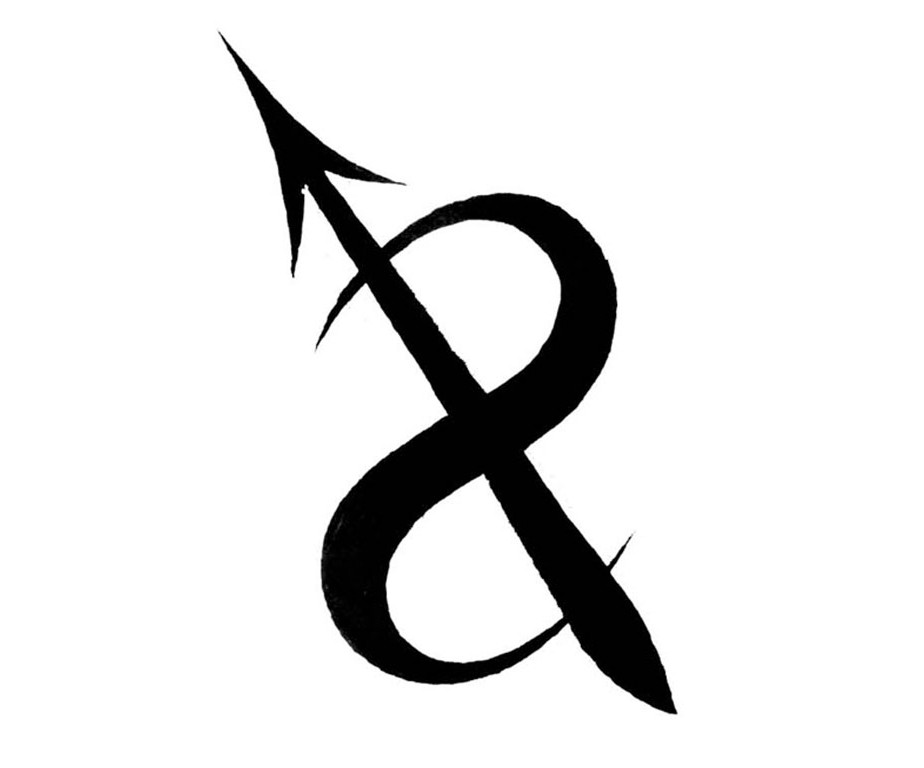 Unique Black Sagittarius Zodiac Sign Tattoo Stencil