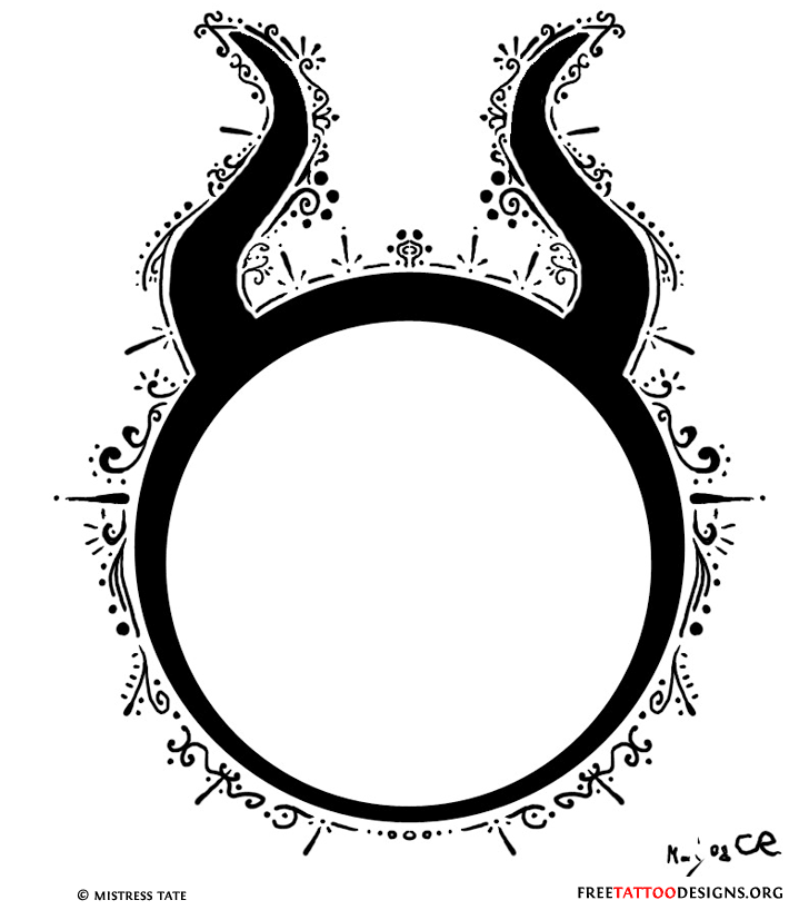 Unique Black Taurus Zodiac Sign Tattoo Stencil