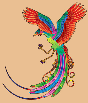 Unique Colorful Phoenix Tattoo Design