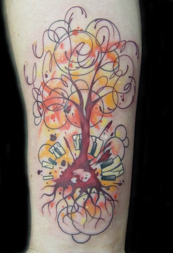 Unique Colorful Tree Of Life Tattoo On Forearm By Ferrel3