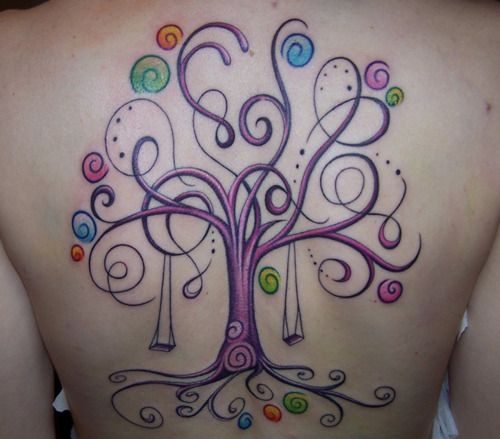 Unique Colorful Tree Of Life Tattoo On Full Back By Stela