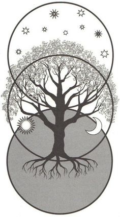 Unique Tree Of Life With Sun And Moon Tattoo Design