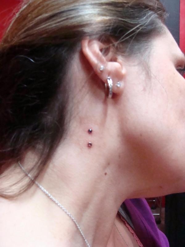 Vampire Bites Side Neck Piercing With Barbell