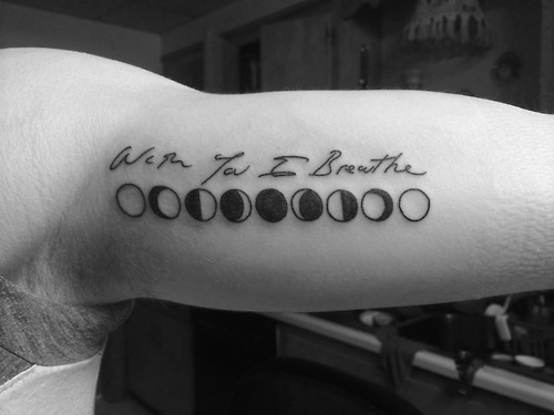 With You I Breathe - Black Phases Of The Moon Tattoo On Left Bicep