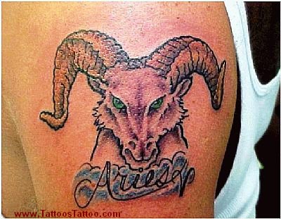 Wonderful Aries Zodiac Sign Tattoo On Shoulder