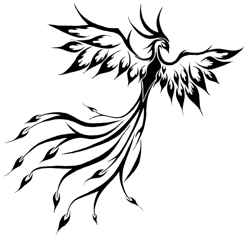 Wonderful Black Tribal Phoenix Tattoo Stencil By Cameron Taylor
