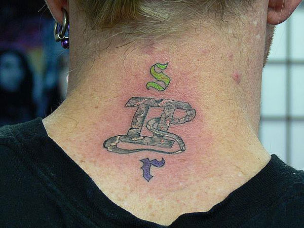 Wonderful Gemini Zodiac Sign Tattoo On Back Neck