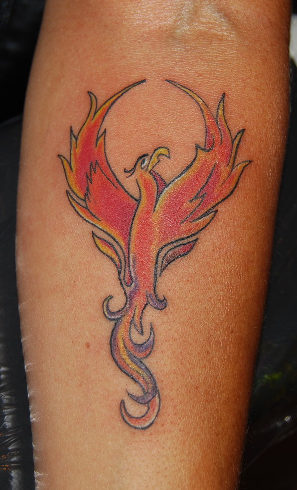 Wonderful Phoenix Tattoo Design For Forearm By HotWheeler