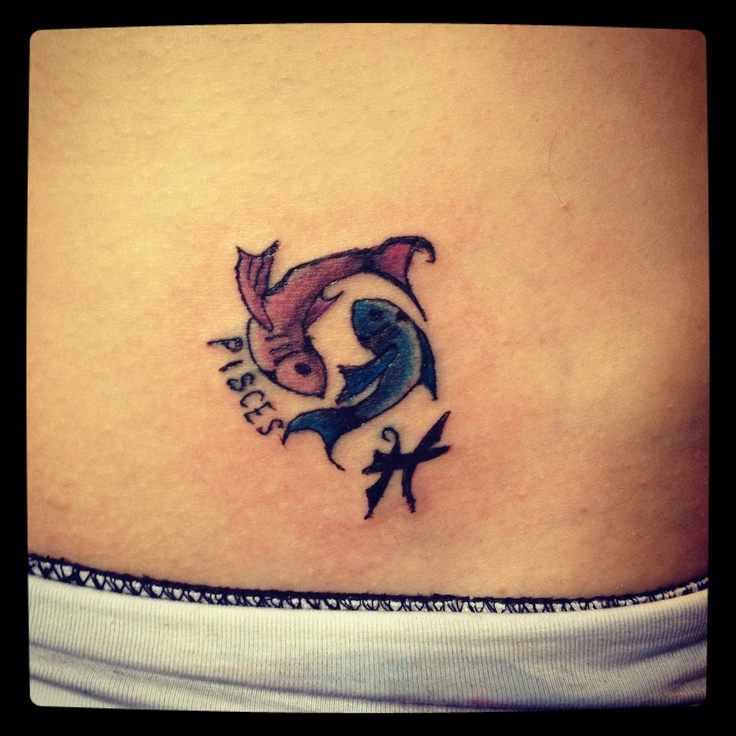 Wonderful Pisces Zodiac Sign Tattoo Design For Lower Back